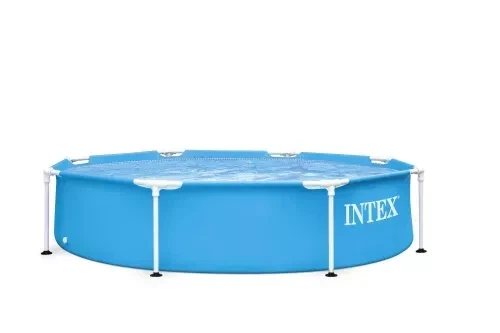 Каркасный бассейн Intex Metal Frame 244×51 см на 1828 л круглый голубой, сборный садовый бассейн с трехслойной ПВХ-чашей - Фото 6 Каркасный бассейн Intex Metal Frame 244×51 см на 1828 л круглый голубой, сборный садовый бассейн с трехслойной ПВХ-чашей - изображение 6