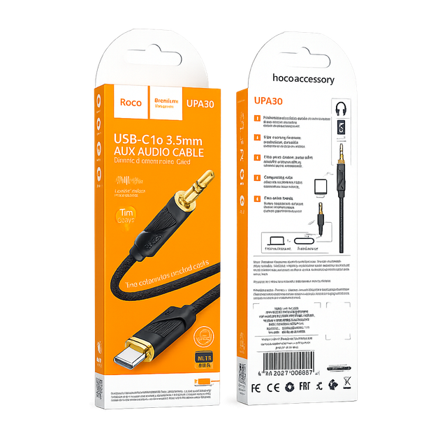Аудіокабель Hoco UPA30 USB Type-C – 3.5 мм AUX Hi-Fi DAC 1 м - зображення 2