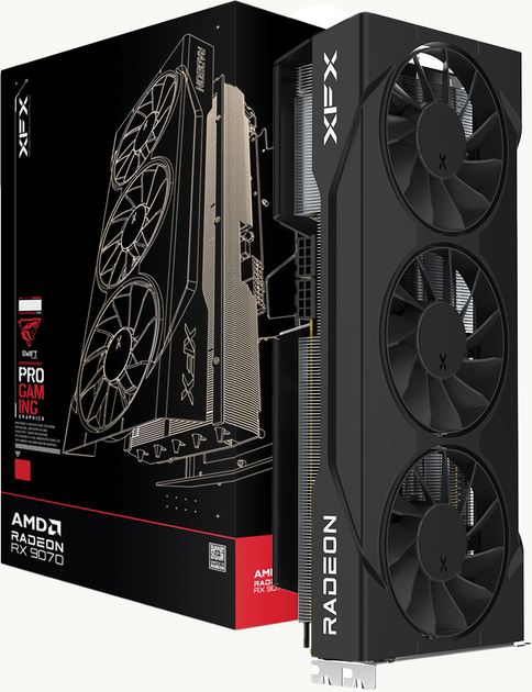 Відеокарта XFX PCI-Ex Radeon RX 9070GRE Swift Triple Fan Gaming Edition 12GB GDDR6 (192bit) (2790/18000) (1 x HDMI, 3 x DisplayPort) (RX-97GRE29B7) - Фото 2 Відеокарта XFX PCI-Ex Radeon RX 9070GRE Swift Triple Fan Gaming Edition 12GB GDDR6 (192bit) (2790/18000) (1 x HDMI, 3 x DisplayPort) (RX-97GRE29B7) - зображення 2