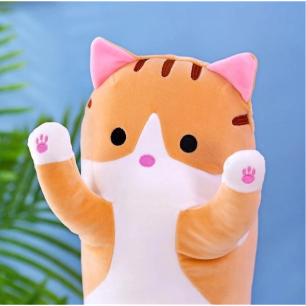 Плюшевая игрушка Рыжий кот Батон 50 см для детей, мягкая детская подушка обнимашка антистресс для дома и сна - Фото 2 Плюшевая игрушка Рыжий кот Батон 50 см для детей, мягкая детская подушка обнимашка антистресс для дома и сна - изображение 2