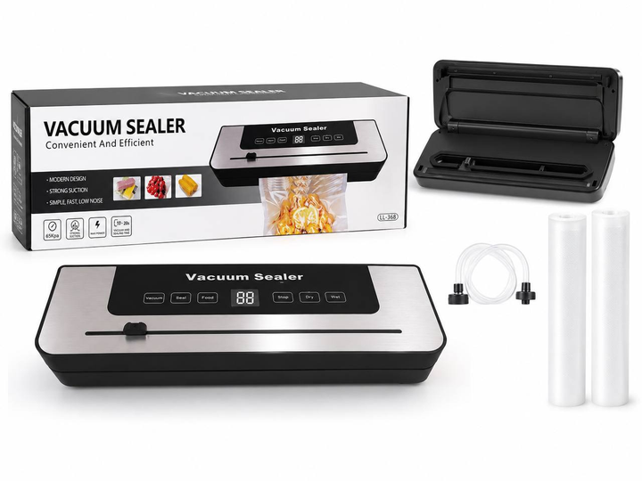 Вакуумный упаковщик Vacuum Sealer LL-368 65 кПа | Вакууматор для продуктов Dry/Wet, запайщик пакетов, вакуумный упаковщик для дома - изображение 3