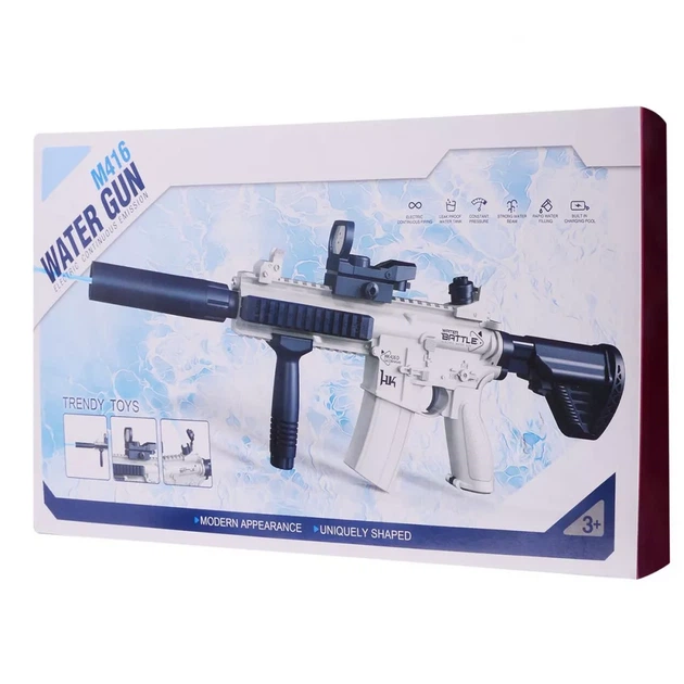 Дитячий електричний водяний автомат Water Gun M416 з акумулятором, USB, дальність до 16 м, 300 мл, синій - Фото 2 Дитячий електричний водяний автомат Water Gun M416 з акумулятором, USB, дальність до 16 м, 300 мл, синій - зображення 2