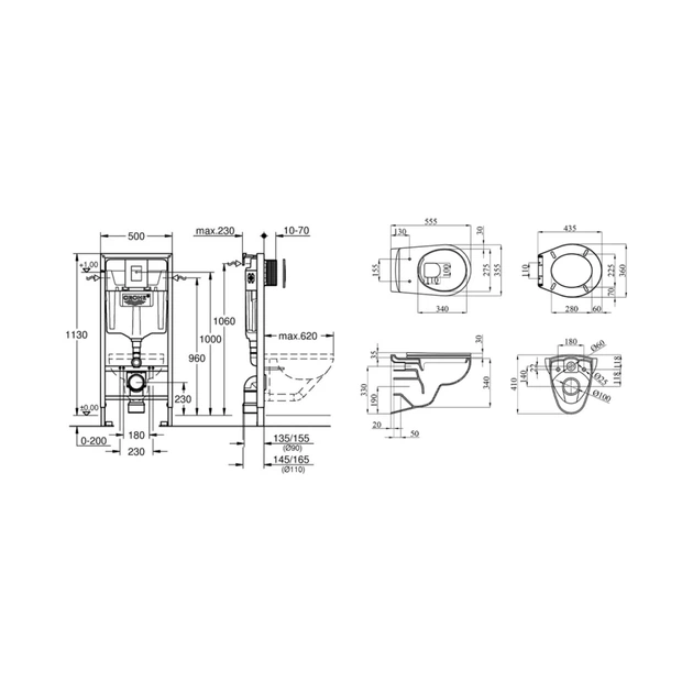 Комплект 4 в 1: Інсталяція Grohe Rapid SL 3 в 1 38772001 + Унітаз безободковий Kroner Oker WHI533536 RIMLESS з сидінням Slim Duroplast / Soft-close / Quick relase KO533536WHIR (38772001KO533536) - изображение 2