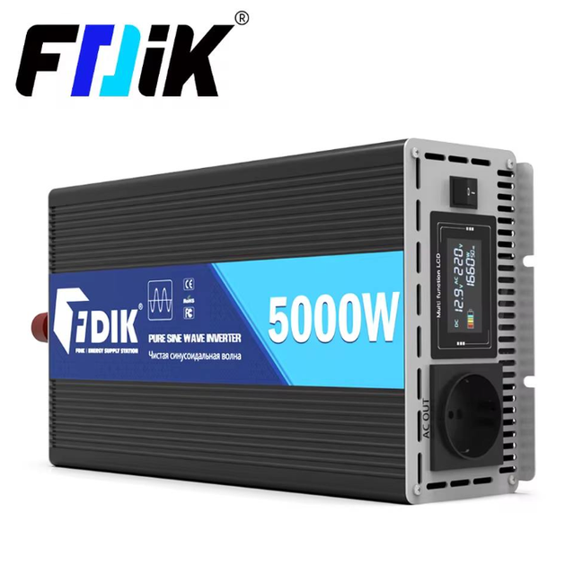 Инвертор напряжения FDIK 5000W 12V–220V с чистой синусоидой, защитой от перегрева, короткого замыкания, перегрузки, повышенного и пониженного напряжения для котла, холодильника, дома и автомобиля - изображение 8