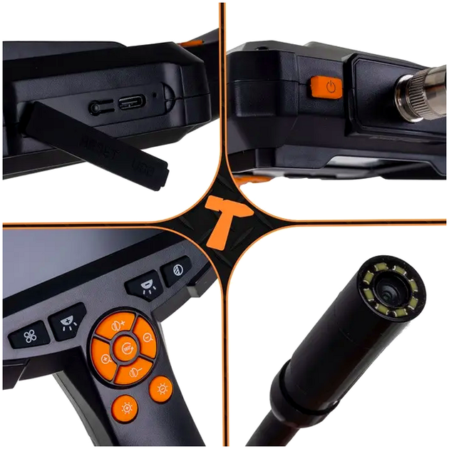Эндоскоп инспекционная камера Full HD 5 метров для диагностики 3 насадки Bigstren черный оранжевый - изображение 2