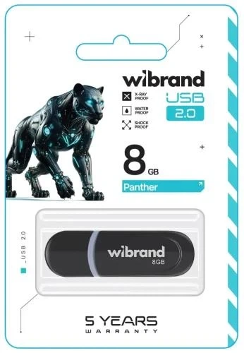 Флеш накопичувач USB 8Gb Wibrand Panther, Black, USB 2.0 (WI2.0/PA8P2B) - Фото 2 Флеш накопичувач USB 8Gb Wibrand Panther, Black, USB 2.0 (WI2.0/PA8P2B) - зображення 2