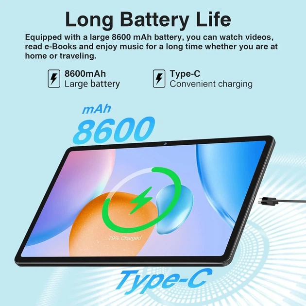 Планшет 11" Full HD Ziovo Z128 8+16/256Gb 8 ядер Android 15 8600 mAh Черно-серый (102182213) - Уценка - Фото 3 Планшет 11" Full HD Ziovo Z128 8+16/256Gb 8 ядер Android 15 8600 mAh Черно-серый (102182213) - Уценка - изображение 3
