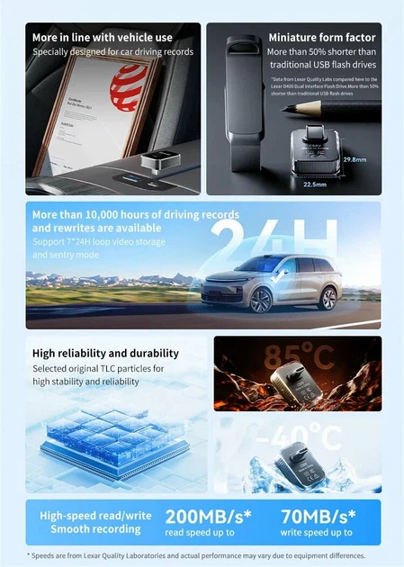 Флеш память USB Lexar C50V 128GB USB-С 3.2 для автомобильного видеорегистратора - изображение 4