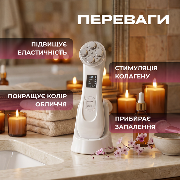 Мікрострумовий масажер для обличчя та шиї RF & EMS Beaty Instrument з мікротоками 9 режимів ліфтинг LPG та тонус шкіри для омолодження з мікрострумами електричний акумуляторний - зображення 4