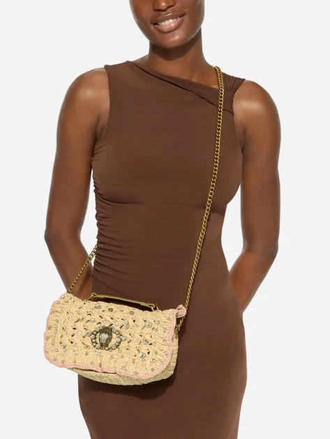 Torebka crossbody damska mała Kurt Geiger Ruffle 5584949999 Beżowa (800070358689) - obraz 6