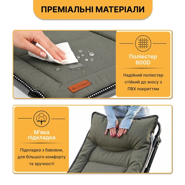 Складная кровать с встроенным матрасом 193x68x30 см полиэстер 600D Хаки - Фото 9 Складная кровать с встроенным матрасом 193x68x30 см полиэстер 600D Хаки - изображение 9