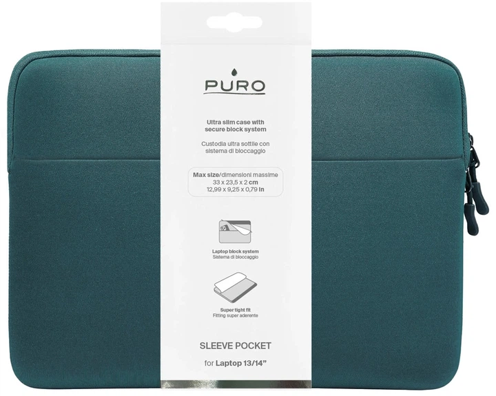 Чохол для ноутбука Puro Slim Pocket 13" Green (PUSLIMPS13DKGRN) - Фото 2 Чохол для ноутбука Puro Slim Pocket 13" Green (PUSLIMPS13DKGRN) - зображення 2
