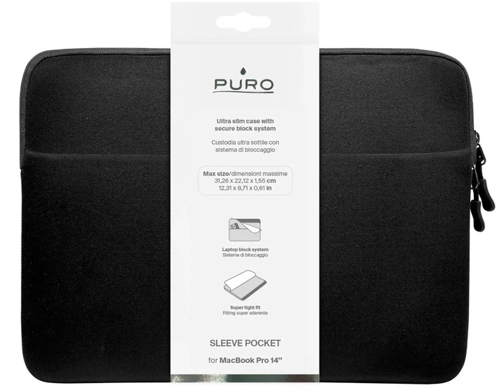 Чохол для ноутбука Puro Slim Pocket 14" Black (PUSLIMPS14BLK) - Фото 2 Чохол для ноутбука Puro Slim Pocket 14" Black (PUSLIMPS14BLK) - зображення 2