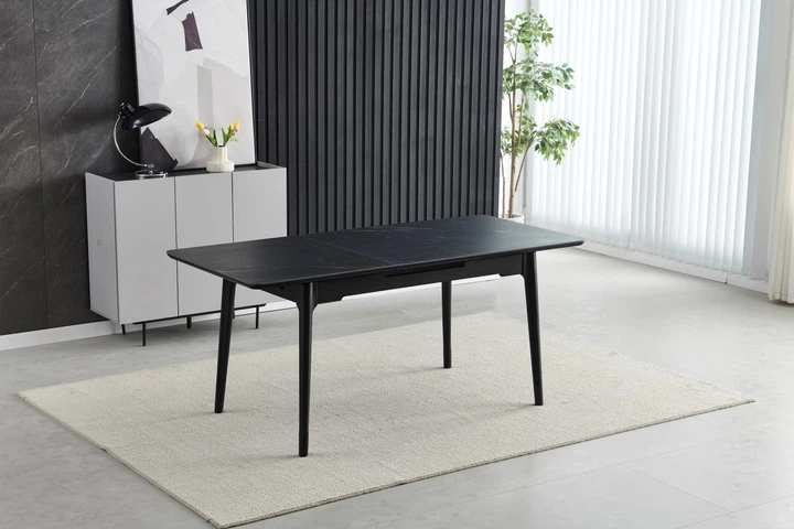 Стіл обідній розкладний BERLIN CERAMIC 140(180)*80 чорний мат кераміка/чорний каркас Intarsio - Фото 2 Стіл обідній розкладний BERLIN CERAMIC 140(180)*80 чорний мат кераміка/чорний каркас Intarsio - зображення 2