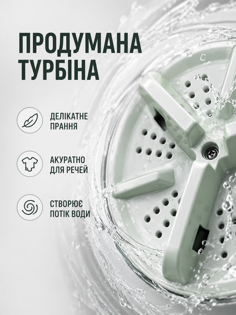 Портативна складана пральна машинка 11 л міні пральна машина для білизни шкарпеток дитячого одягу зелена (49676177) - зображення 5