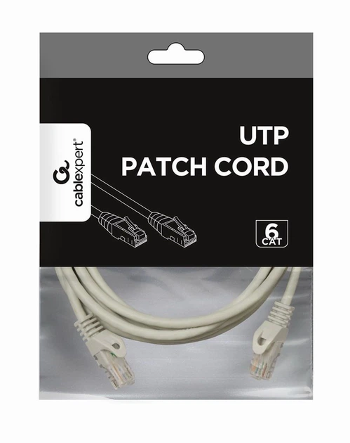 Патч-корд Cablexpert PP6U-3M, UTP, категория 6, литой, 50u" штекер с фиксатором, 3 м, серый - Фото 3 Патч-корд Cablexpert PP6U-3M, UTP, категория 6, литой, 50u" штекер с фиксатором, 3 м, серый - изображение 3