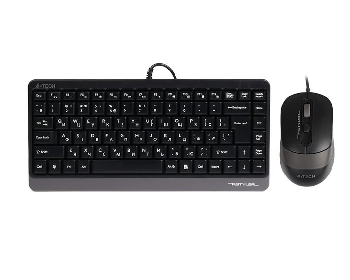 Комплект проводная клавиатура с мышью A4Tech Fstyler F1110, USB, серый цвет - Фото 1 Комплект проводная клавиатура с мышью A4Tech Fstyler F1110, USB, серый цвет - изображение 1