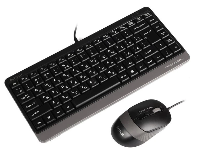 Комплект проводная клавиатура с мышью A4Tech Fstyler F1110, USB, серый цвет - Фото 4 Комплект проводная клавиатура с мышью A4Tech Fstyler F1110, USB, серый цвет - изображение 4