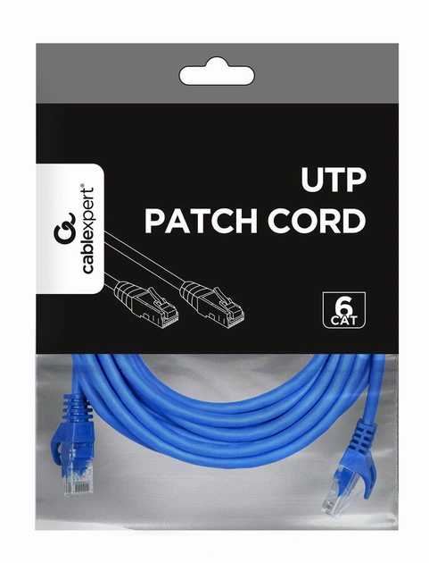 Патч-корд Cablexpert PP6U-5M/B, UTP, категория 6, литой, 50u" штекер с фиксатором, 5 м, синий - изображение 3