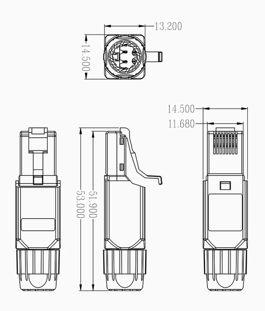 Коннектор быстрый RJ45 CAT6A 10Gbps для LAN кабелей, монтаж без инструмента в полевых условиях - изображение 2