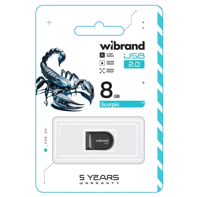 Флеш-накопичувач Wibrand USB 2.0 Scorpio 8Gb Black - Фото 2 Флеш-накопичувач Wibrand USB 2.0 Scorpio 8Gb Black - зображення 2