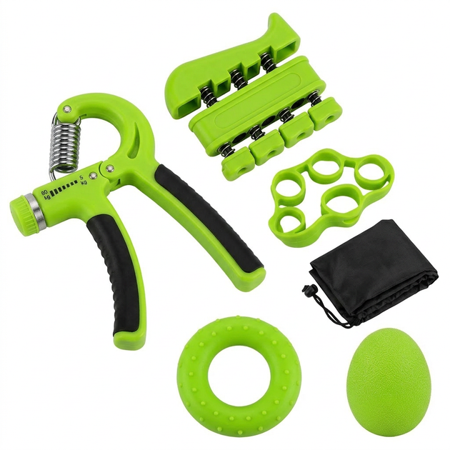 Набор кистевых эспандеров 5 в 1 для тренировки кистей и пальцев SP-Sport Grip Kit 8895 Green 5 эспандеров в комплекте - Фото 3 Набор кистевых эспандеров 5 в 1 для тренировки кистей и пальцев SP-Sport Grip Kit 8895 Green 5 эспандеров в комплекте - изображение 3