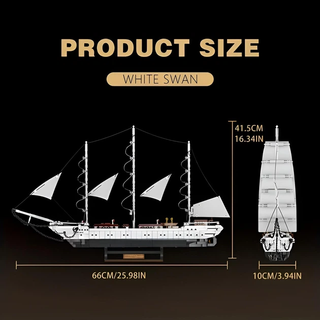 Детский конструктор парусный корабль White Swan 66 х 41.5 х 10 см, 1672 детали (FC6006) - Фото 3 Детский конструктор парусный корабль White Swan 66 х 41.5 х 10 см, 1672 детали (FC6006) - изображение 3