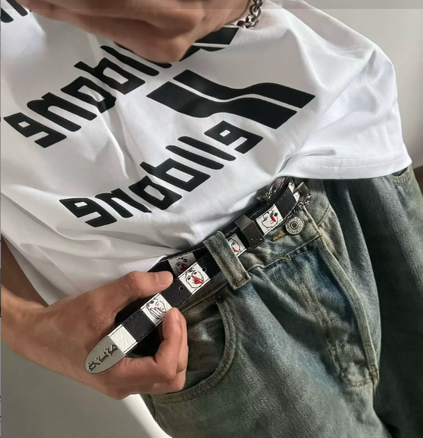Стильний шкіряний ремінь Enfants Riches Déprimés (ERD) Checkerboard Face Belt opium skate drip drill archive y2k . Пояс ЄРД - Фото 3 Стильний шкіряний ремінь Enfants Riches Déprimés (ERD) Checkerboard Face Belt opium skate drip drill archive y2k . Пояс ЄРД - зображення 3