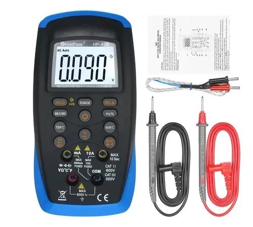Мультиметр HoldPeak HP-42B цифровий (TrueRMS 6000 відліків 600В 10А AC/DC 60МОМ 60mF 200kHz NCV) - Фото 7 Мультиметр HoldPeak HP-42B цифровий (TrueRMS 6000 відліків 600В 10А AC/DC 60МОМ 60mF 200kHz NCV) - зображення 7