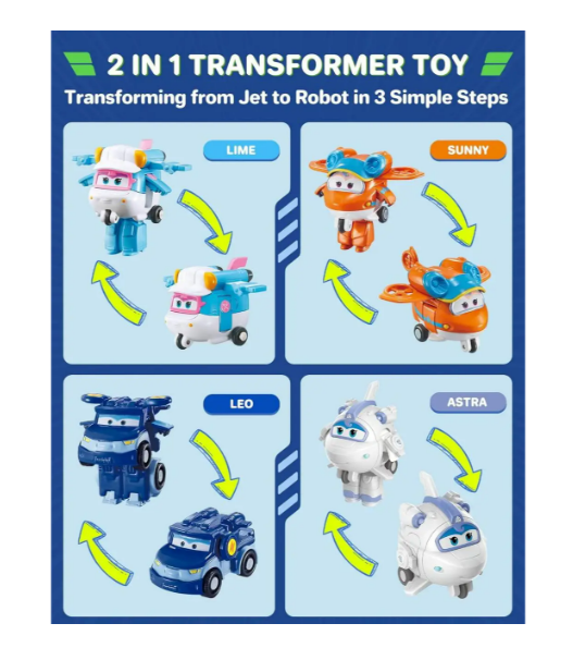Набор игровых фигурок-трансформеров Super Wings World Airport Crew Collector Pack - Фото 3 Набор игровых фигурок-трансформеров Super Wings World Airport Crew Collector Pack - изображение 3