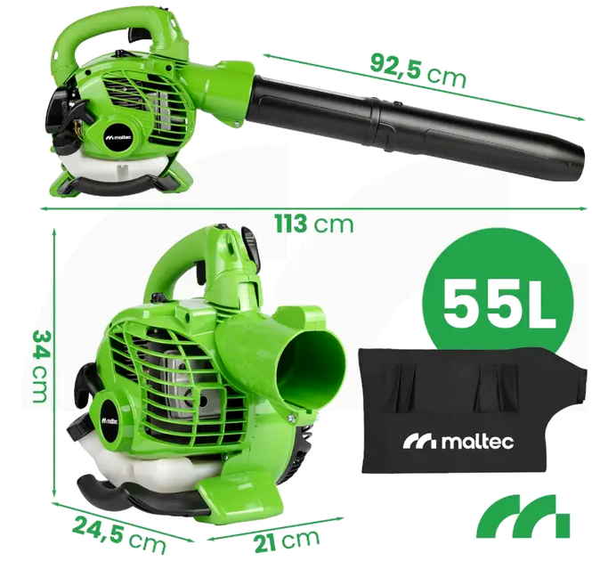 Садовый пылесос воздуходувка 3 в 1 0 75 кВт 55 л бензиновый MalTec MC-0222 - изображение 5