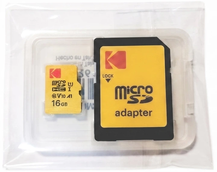 Карта памяти KODAK microSDHC 16GB Class 10 UHS-I V10 A1 + SD адаптер (EKMSDM16GHC10J60K) - Фото 1 Карта памяти KODAK microSDHC 16GB Class 10 UHS-I V10 A1 + SD адаптер (EKMSDM16GHC10J60K) - изображение 1