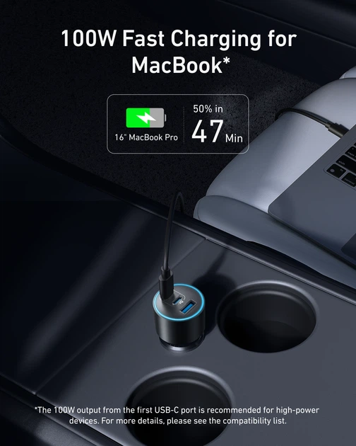 Автомобильное зарядное устройство Anker 167,5W A2737 (2 USB-C, 1 USB-A) - изображение 5