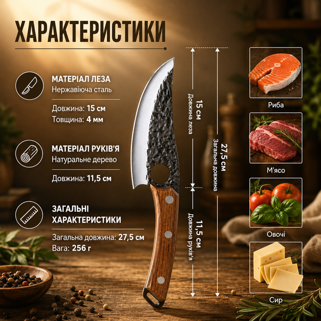 Нож кухонный Satori из нержавеющей стали и чехлом - Фото 3 Нож кухонный Satori из нержавеющей стали и чехлом - изображение 3