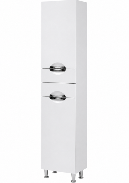 Пенал Ніколь VRP01K 35×30×190 см, лівий, підлоговий, із кошиком, фурнітура BLUM, корпус ЛДСП, фасад МДФ, білий - изображение 2