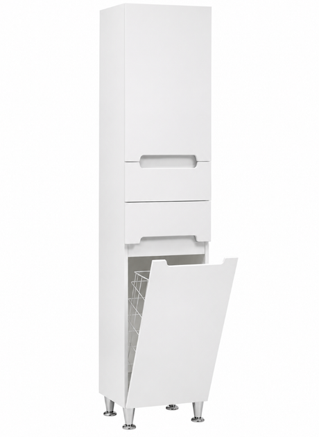 Пенал Ніколь MP01K 40×30×190 см, правий, підлоговий, із кошиком, фурнітура BLUM, корпус ЛДСП, фасад МДФ, білий - изображение 3