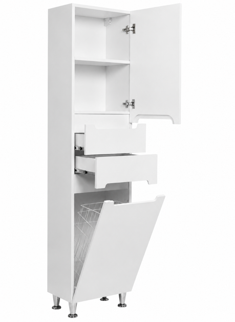 Пенал Ніколь VRP01K 35×30×190 см, правий, підлоговий, із кошиком, фурнітура BLUM, корпус ЛДСП, фасад МДФ, білий - изображение 3