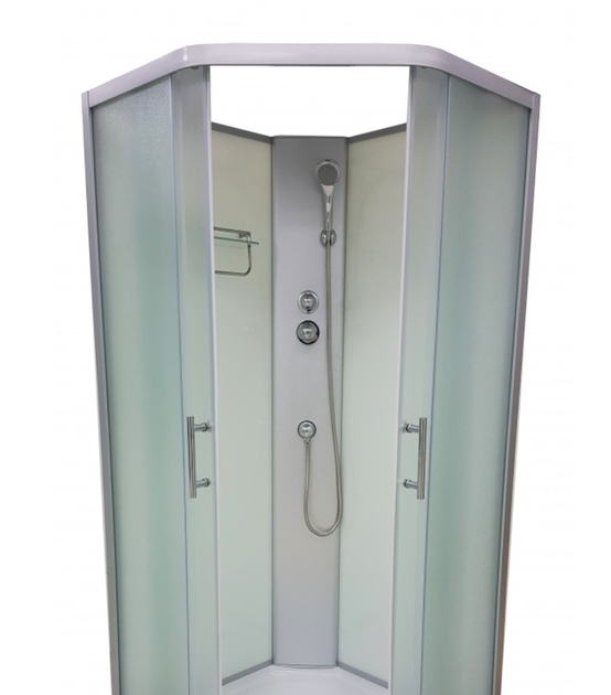 Душовий бокс VERONIS BN-1-90 90×90×200 см, п'ятикутний, без даху, матове скло, матовий профіль, низький піддон - изображение 2