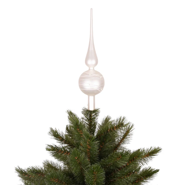 Верхушка на ёлку 31 см матовая стеклянная серебристо-белая Mica Decorations - изображение 2