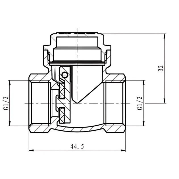Клапан зворотний пелюстковий 1/2" латунь золотий Koer KR.174-15 - зображення 6