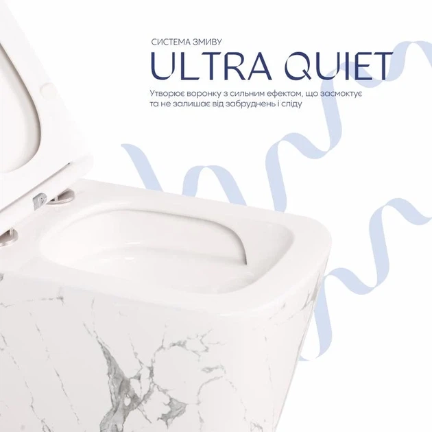 Унитаз подвесной Tern Ultra Quiet 490x365x325 мм керамика Marble с сиденьем Slim Duroplast - изображение 5