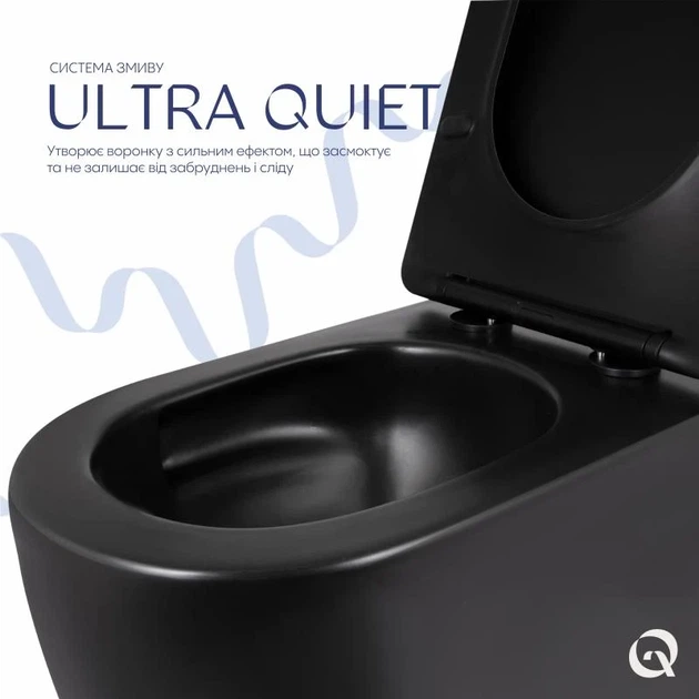Унитаз подвесной Qtap Taurus Ultra Quiet 515x360x350 мм Дюропласт Матовый черный - изображение 5