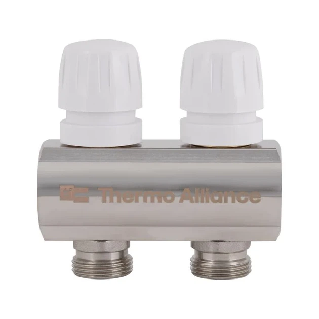 Коллектор латунный 1"x2 с расходомерами Thermo Alliance TAS235W2E для отопления 16 Бар - изображение 4