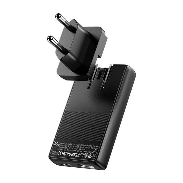 Зарядное устройство для быстрой зарядки Essager Ultra Thin Gan 65W Черный (ECT65W-QCB01-Z) - Фото 3 Зарядное устройство для быстрой зарядки Essager Ultra Thin Gan 65W Черный (ECT65W-QCB01-Z) - изображение 3