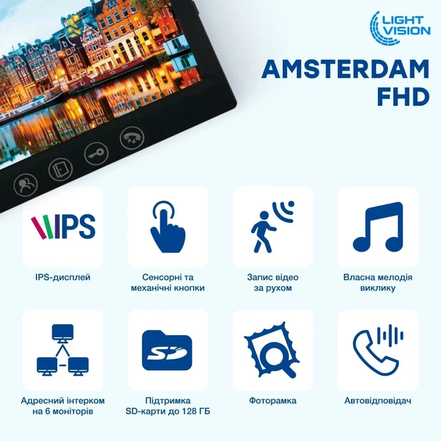 Видеодомофон Light Vision AMSTERDAM FHD BLACK - изображение 5