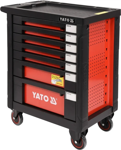Шкаф-тележка YATO с инструментами 211 предметов 5 лотков 7 ящиков 980 x 770 x 465 мм YT-55290 - изображение 3