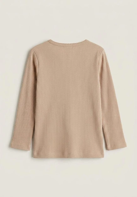 Дитячий лонгслів для дівчинки в рубчик H&M 98 см Бежевий (0233B) - зображення 2