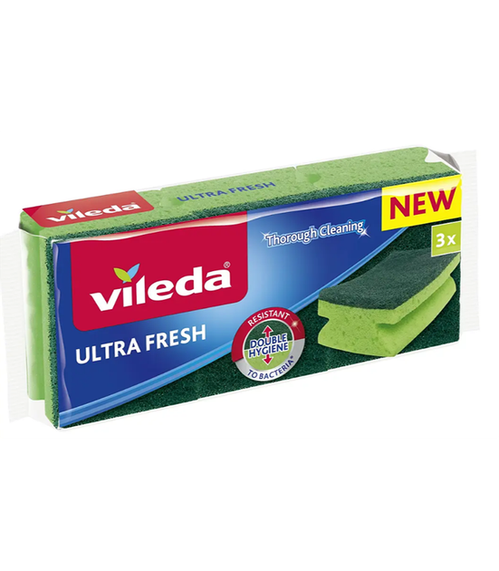 Губки кухонні антибактеріальні Vileda Ultra Fresh (3шт) - Фото 1 Губки кухонні антибактеріальні Vileda Ultra Fresh (3шт) - зображення 1