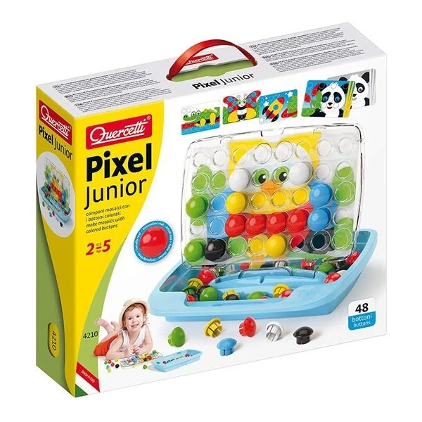 Детская мозаика Quercetti Pixel Junior 48 фишек 33 мм пластиковая разноцветная - Фото 1 Детская мозаика Quercetti Pixel Junior 48 фишек 33 мм пластиковая разноцветная - изображение 1