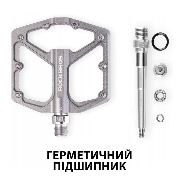 Педали для велосипеда на промподшипниках Rockbros K203 универсальные вело педали из алюминия со стальными шипами герметичные, Titan - изображение 3